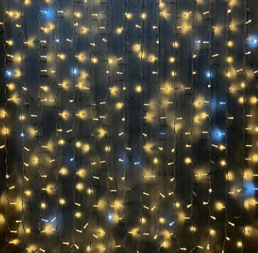 YILBAŞI LED IŞIK PERDE LED 2X2mt GÜNIŞIĞI (BEYAZ ÇAKARLI ) (400 LEDLİ ) EKLENEBİLİR IP65