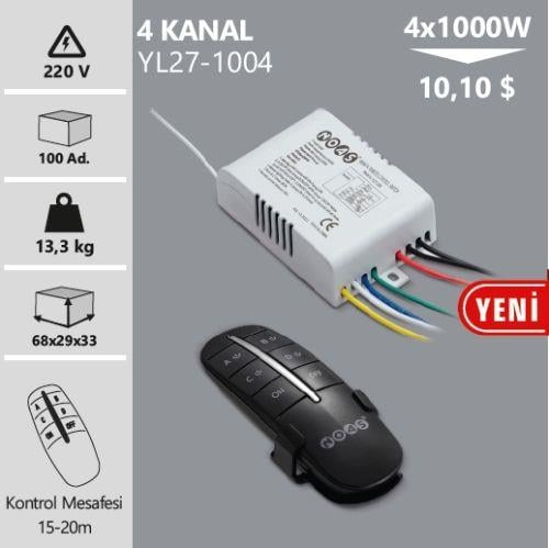 YL27-1004 NOAS AVİZE UZAKTAN KUMANDASI 4 KANAL RF