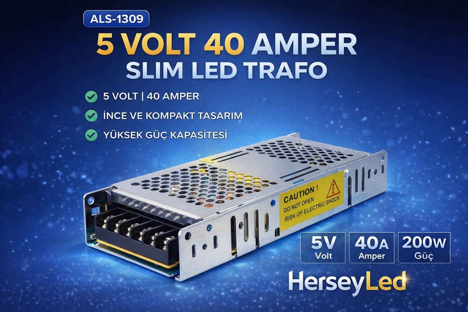 ALLES 5 VOLT 40 AMPER SLIM LED TRAFO ALS-1309