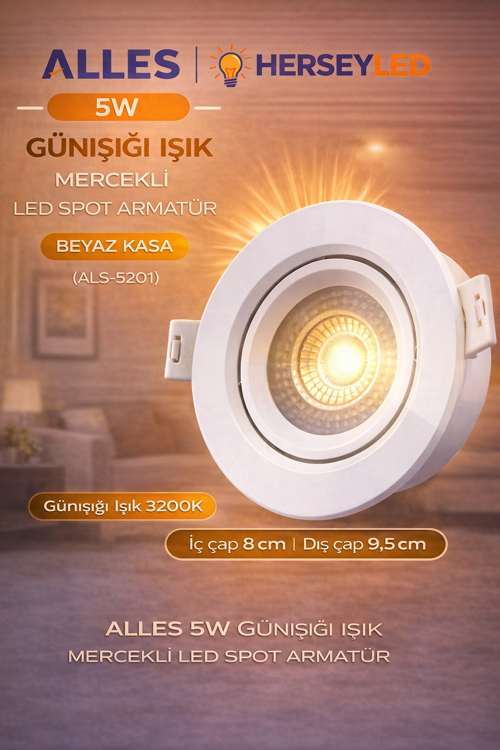 ALLES 5W GÜNIŞIĞI MERCEKLİ LED SPOT BEYAZ KASA