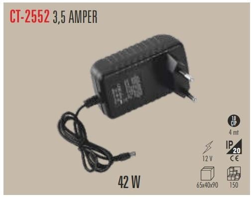 CATA CT-2552 3,5 Amper Cata Fişli Adaptör  36W