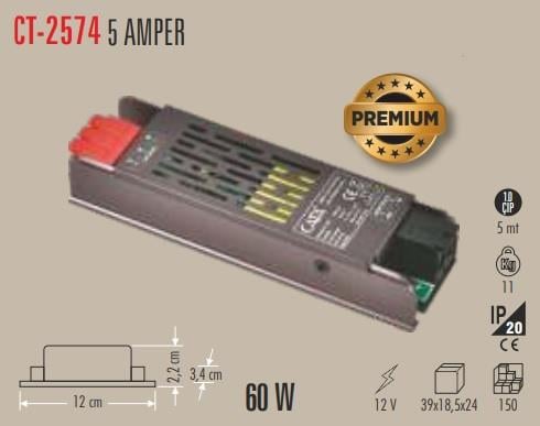 CATA CT-2574 12V 5AMPER 60W LED TRAFO