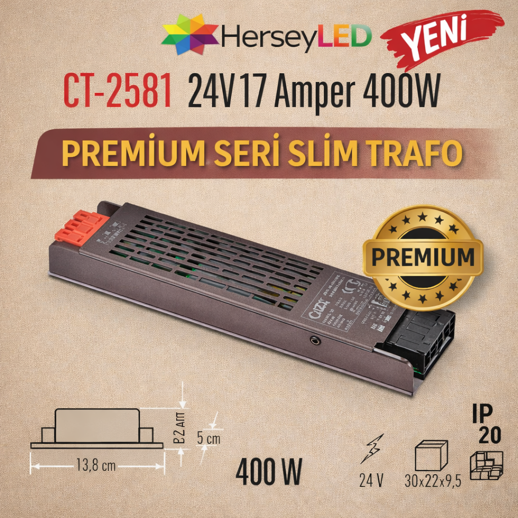 Cata CT-2581 24V 17 Amper 400W LED Trafo