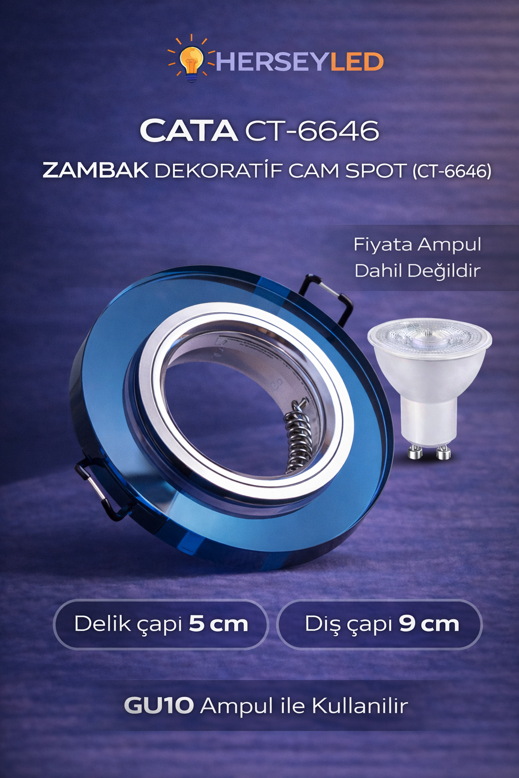 CT-6646 ZAMBAK DEKORATİF CAM SPOT CATA