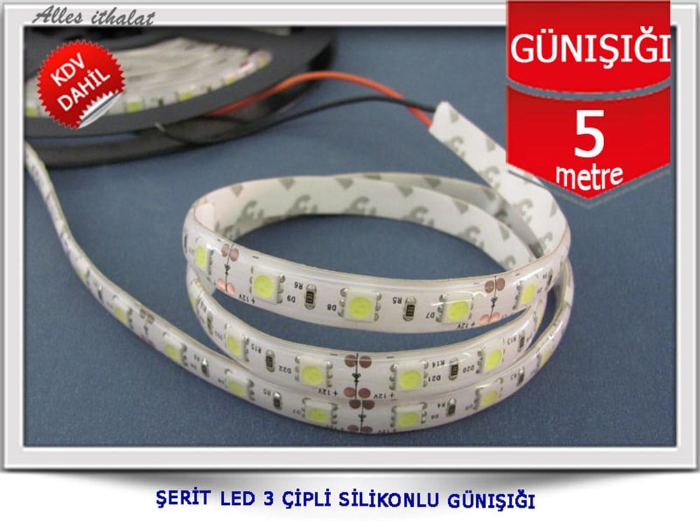 5MT ALLES SİLİKONLU GÜNIŞIĞI ŞERİT LED 12V 5630/60 5 METRE