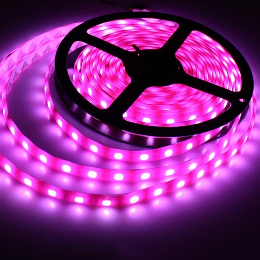 5MT ALLES SİLİKONLU PEMBE ŞERİT LED 5050/60  12V  5 METRE