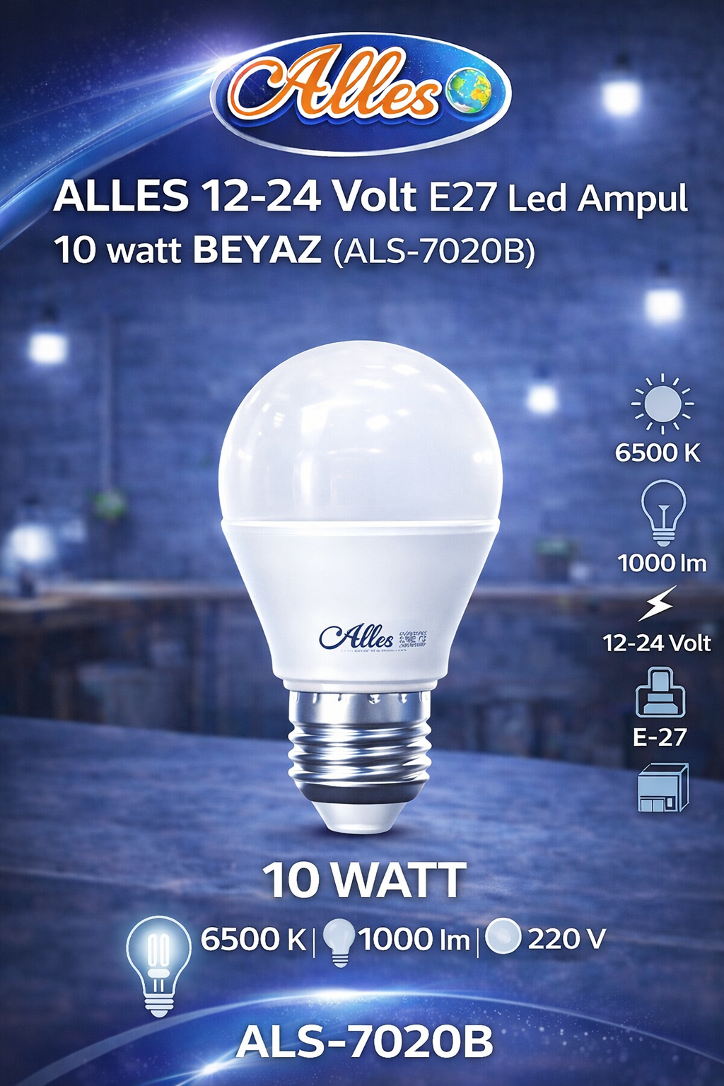 HERO 12-24 Volt Led Ampul 10 watt Beyaz