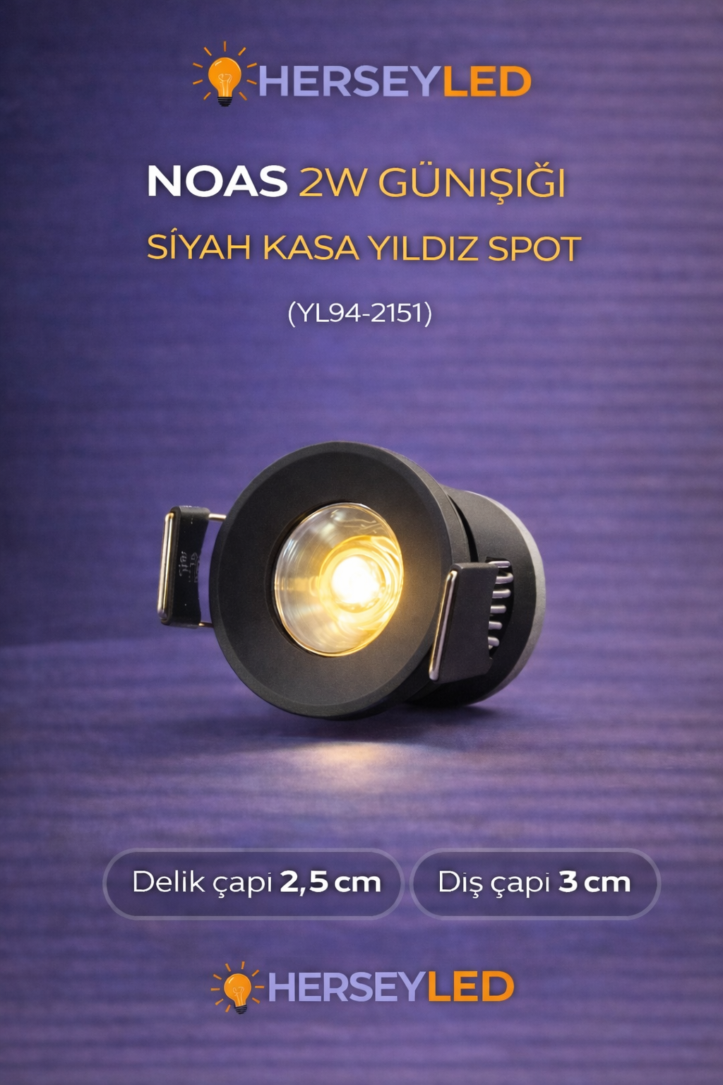 NOAS 2W GÜNIŞIĞI SİYAH KASA YILDIZ SPOT   YL94-2151