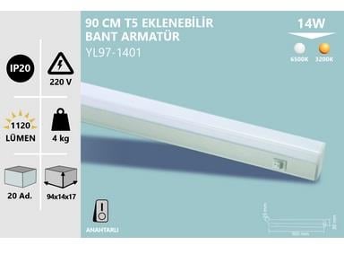 NOAS 90CM GÜNIŞIĞI 14W T5 EKLENEBİLİR LED BANT ARMATÜR YL97-1401 NOAS