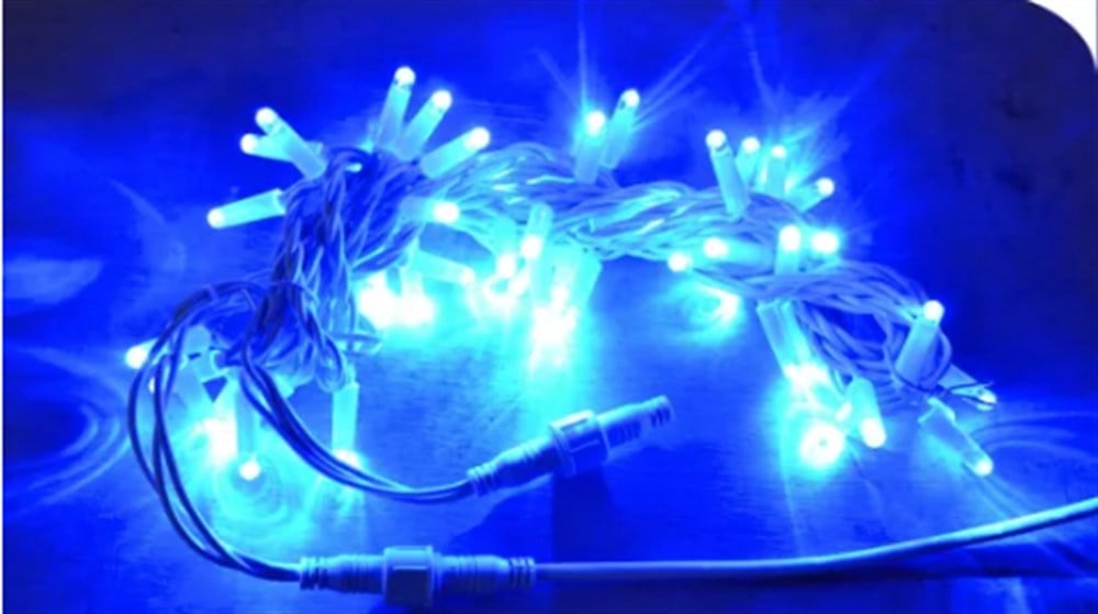 YILBAŞI LED IŞIK İP LED 10 MT MAVİ SABİT IP65 BEYAZ KABLO AL-80