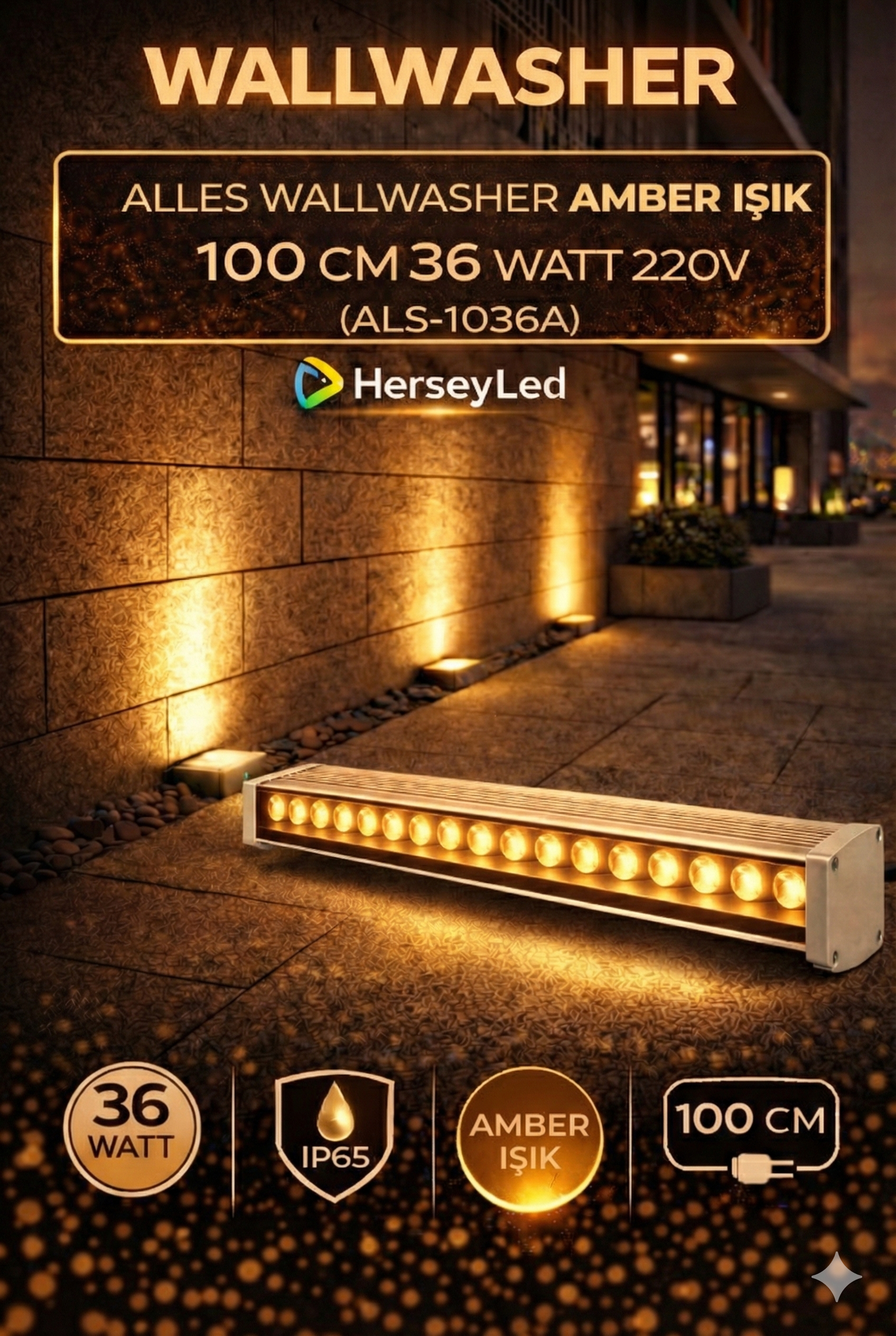 WALLWASHER AMBER 100 CM 36 WATT (ALS-1036A) 220V