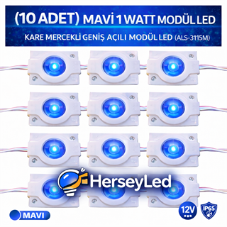 ( 10 ADET ) MAVİ 5630 X 1 LED KARE MERCEKLİ GENİŞ AÇILI MODÜL LED