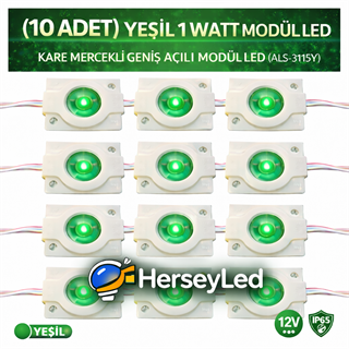 ( 10 ADET ) YEŞİL 5630 X 1 LED KARE MERCEKLİ GENİŞ AÇILI MODÜL LED