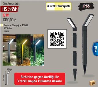 HELIOS 15W 3RENK (BEYAZ+4000K+GÜNIŞIĞI) SOLAR LED BAHÇE ARMATURHS-5656
