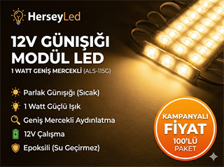 (100 ADET) GÜNIŞIĞI 5630 MERCEKLİ MODÜL LED  DÜZ LENS ALS-115G