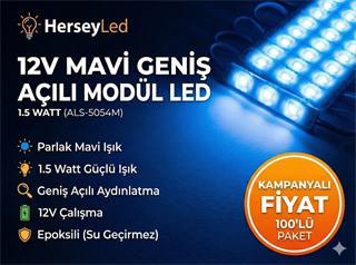 (100 ADET) MAVİ MERCEKLİ MODÜL LED 5054