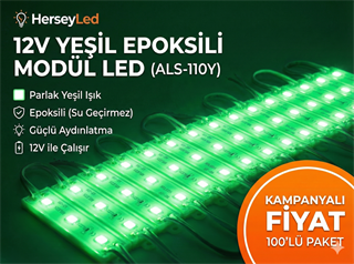 (100 ADET) YEŞİL 5630 EPOKSİLİ MODÜL LED ALS-110Y