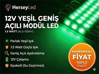 (100 ADET) YEŞİL MERCEKLİ MODÜL LED 5054