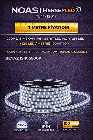 120 LEDLİ HORTUM LED BEYAZ 220V 4040/120 LED NOAS YL41-1201