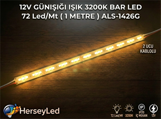 12V 5630/72 LEDLİ BAR LED GÜNIŞIĞI 3200K 1MT