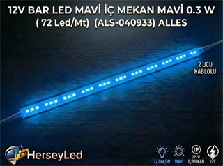 12V BAR LED MAVİ İÇ MEKAN MAVİ 0.3 W