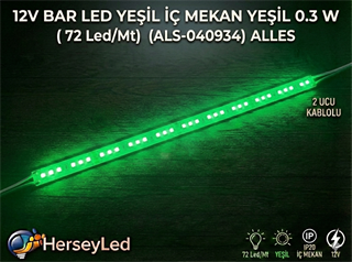 12V BAR LED YEŞİL İÇ MEKAN YEŞİL 0.3 W (72 Led/Mt ) 1 METRE