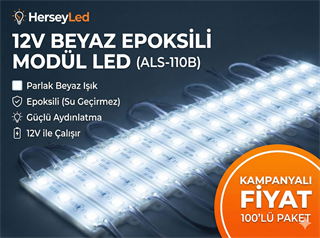 12V BEYAZ ( 100 ADET ) EPOKSİLİ MODÜL LED ALS-110B