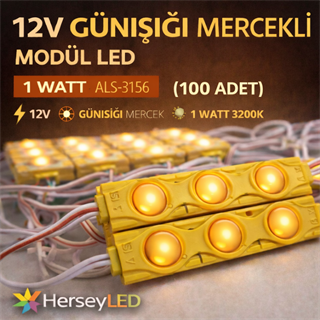 12V Günışığı 1 Watt Mercekli Modül LED 100 Adet – Yüksek Verimli LED
