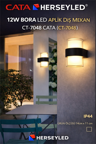 12W BORA LED APLİK DIŞ MEKAN CT-7048 CATA