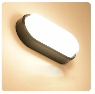 20 W Siyah Dış Mekan LED Aplik Oval Siyah Kasa Günışığı ECN-5015 -OS-30
