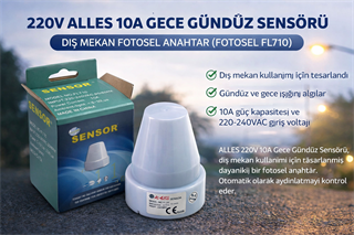 220V 10A Gece Gündüz Sensörü - Dış Mekan Fotosel Anahtar