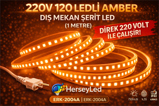 220V 120 LEDLİ AMBER DIŞ MEKAN ŞERİT LED (1 METRE ) ERKLED