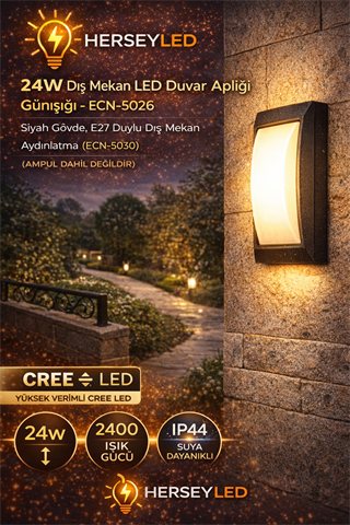 24 W Elips Boş Dış Mekan LED Aplik ECN-5026 Günışığı