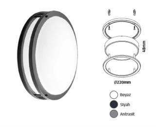 ECONA 24W BEYAZ IŞIK SIVA USTU TAVAN ARMATÜRÜ - SİYAH KASA - BEYAZ IŞIK - ECN-1950