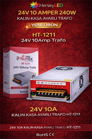 24V 10A KALIN KASA AYARLI TRAFO 240W HT-1211 HIGHTEK