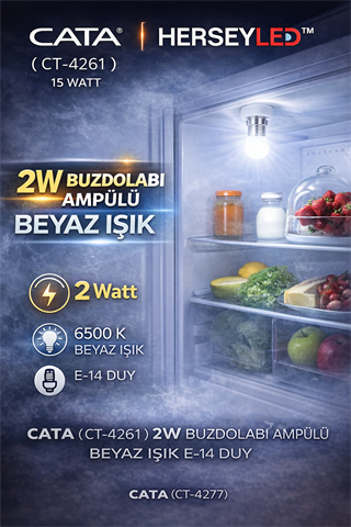 CATA ( CT-4261 ) 2W BUZDOLABI AMPÜLÜ BEYAZ IŞIK E-14 DUY