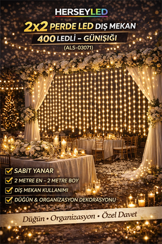 2x2 PERDE LED DIŞ MEKAN 400 LEDLİ  GÜNIŞIĞI