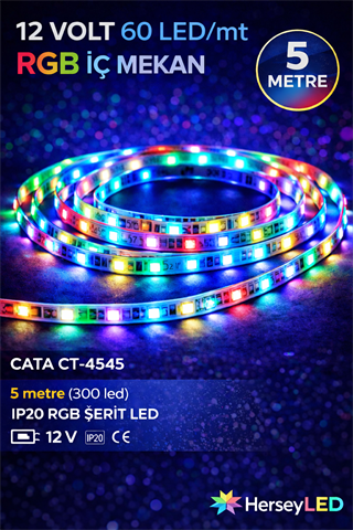 3 Çipli İç Mekan RGB Şerit Led CATA CT-4545 5mt/pk