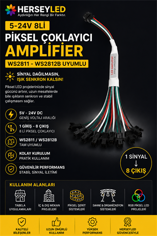 5-24V 8li Pixel Çoklayıcı Amplifier WS2811-WS2812B Pixel Led Çoklayıcı