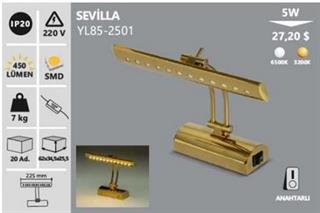NOAS YL85-2502 SEVİLLA 5W Aplik – Gold Kasa, Gün Işığı LED Duvar Aydınlatma