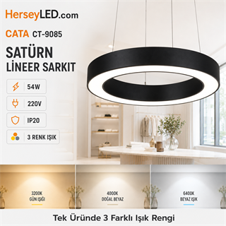 CATA 54W  SATURN LİNEER SARKIT 3RENK ( Çap 60cm )  ( BEYAZ +4000K+GÜNIŞIĞI )  CT-9085
