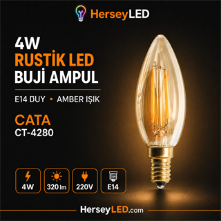 CATA CT-4280 4W AMBER RUSTİK BUJİ LED AMPUL E14 DUYLU