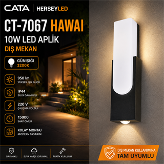 CATA CT-7067 10W HAWAİ LED APLİK DIŞ MEKAN GÜNIŞIĞI 3200K