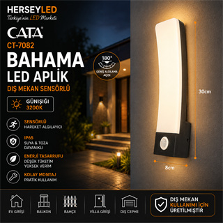 CATA CT-7082 30W BAHAMA DIŞ MEKAN SENSÖRLÜ LED APLİK GÜNIŞIĞI 3200K