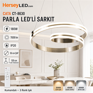 CATA CT-8630 PARLA LEDLİ AVİZE