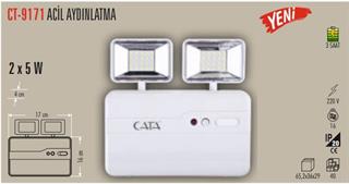 CATA CT-9171 Acil Aydınlatma Armatürü Işıldak - 2x5W LED - Şarjlı Acil Durum Lambası  #124;-3 Saat Çalışma Süresi