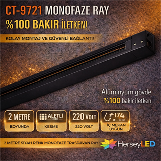 CATA CT-9721 MONOFAZE RAY ( 2-MT )  SİYAH KASA - TAM BAKIR - ALİMİNYUM GÖVDE