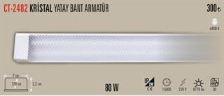 CT-2482 80W BEYAZ IŞIK  KRİSTAL YATAY BANT ARMATÜR CATA