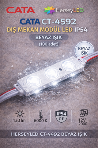 CT-4592 ( 100adet ) 12V MODUL LED BEYAZ IŞIK ( 2 WATT ) KRİSTAL MERCEKLİ LED MODUL ( 100 ADET )