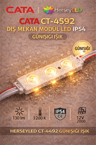 CT-4592 ( 100adet ) 12V MODUL LED GÜNIŞIĞI IŞIK ( 2 WATT ) KRİSTAL MERCEKLİ LED MODUL ( 100 ADET )